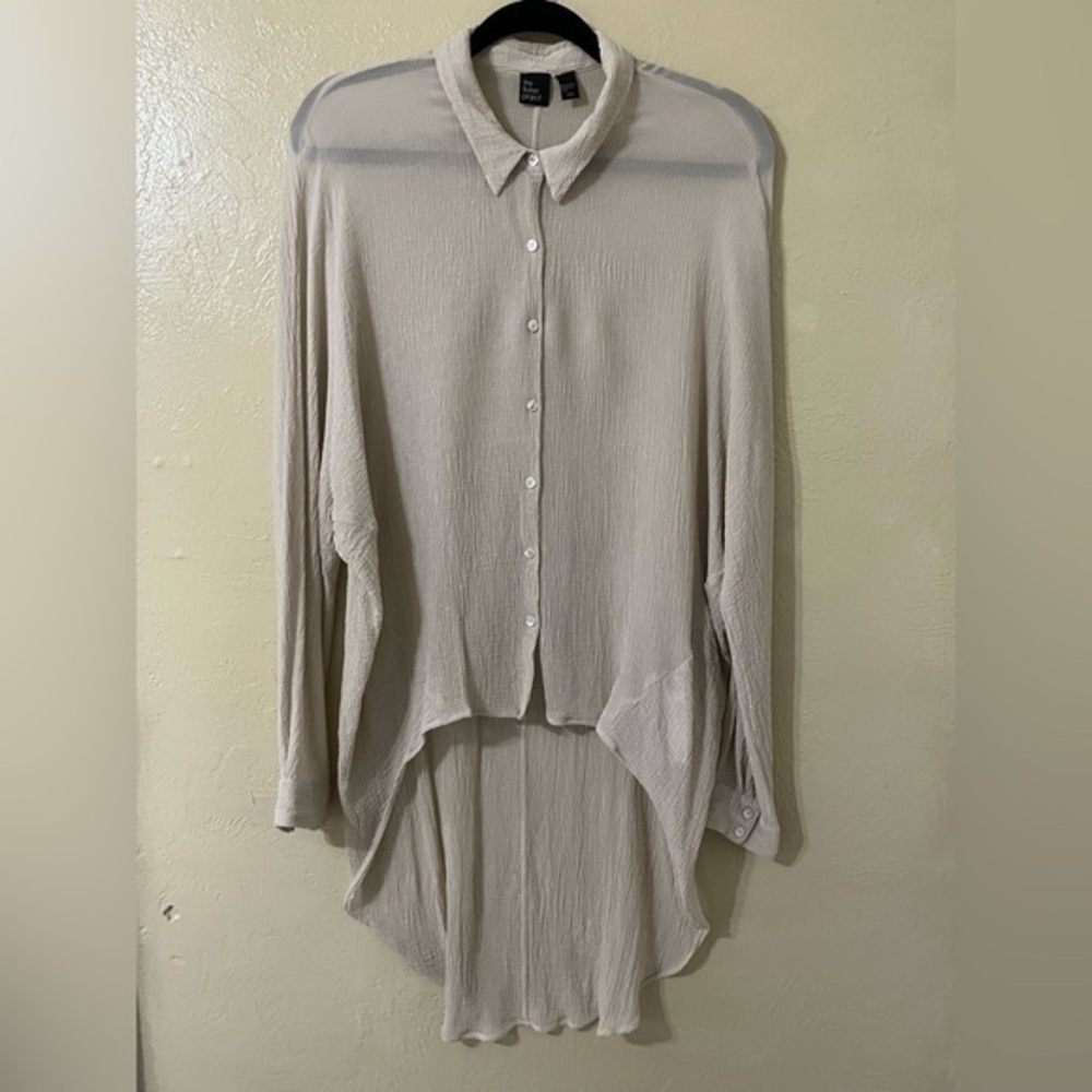 THE FISHER PROJECT Button Front Top M Crinkle Silk Hi-Lo Top Art To Wear
